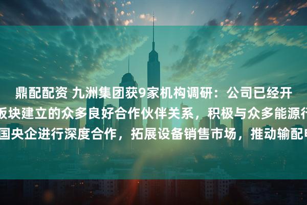 鼎配配资 九洲集团获9家机构调研：公司已经开始利用集团新能源业务板块建立的众多良好合作伙伴关系，积极与众多能源行业国央企进行深度合作，拓展设备销售市场，推动输配电装备业务增长（附调研问答）